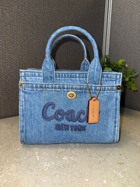 Coach Mini Cargo Denim Tote with Embroidered Logo